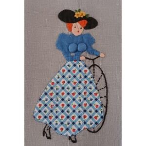 2 Vintage Madeira Towels Risque Padded Assets Lady Bike Bath Embroidery Set